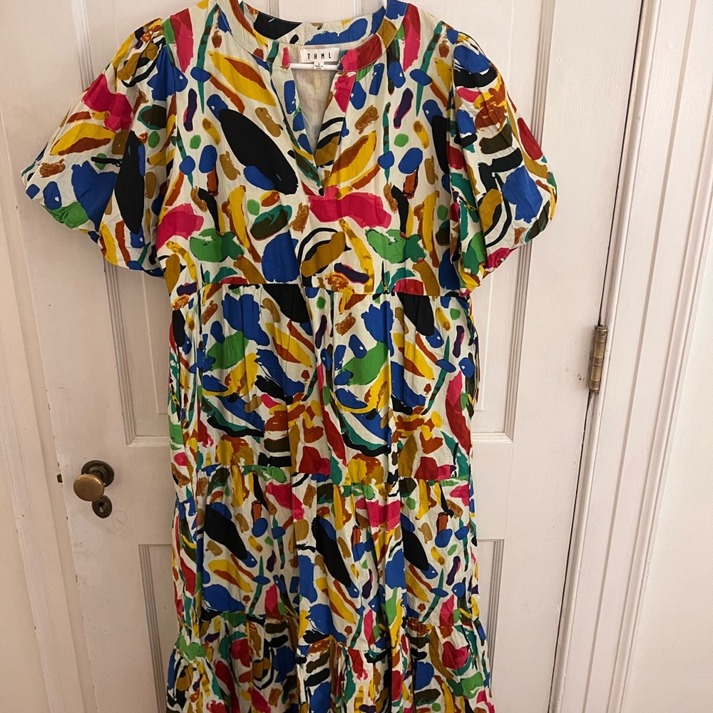 THML Colorful Abstract Midi Dress